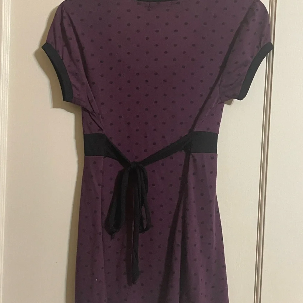 Hiatus purple polka dot top. Size large. Tie in back.  Good shape - Picture 3 of 4